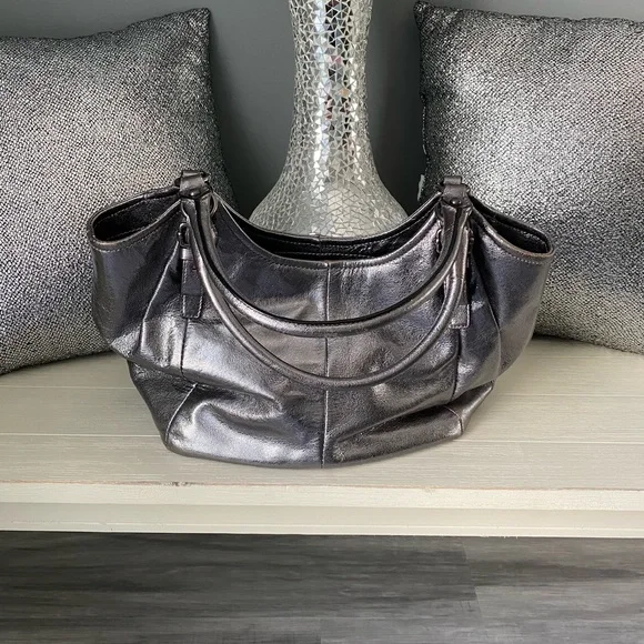COACH DARK SILVER METALLIC BAG - Picture 3 of 8